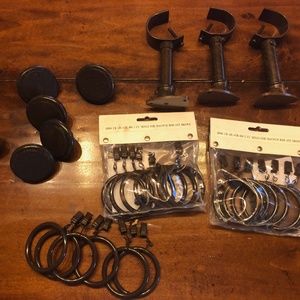 Metal Curtain Rod Brackets, Rings, End Caps